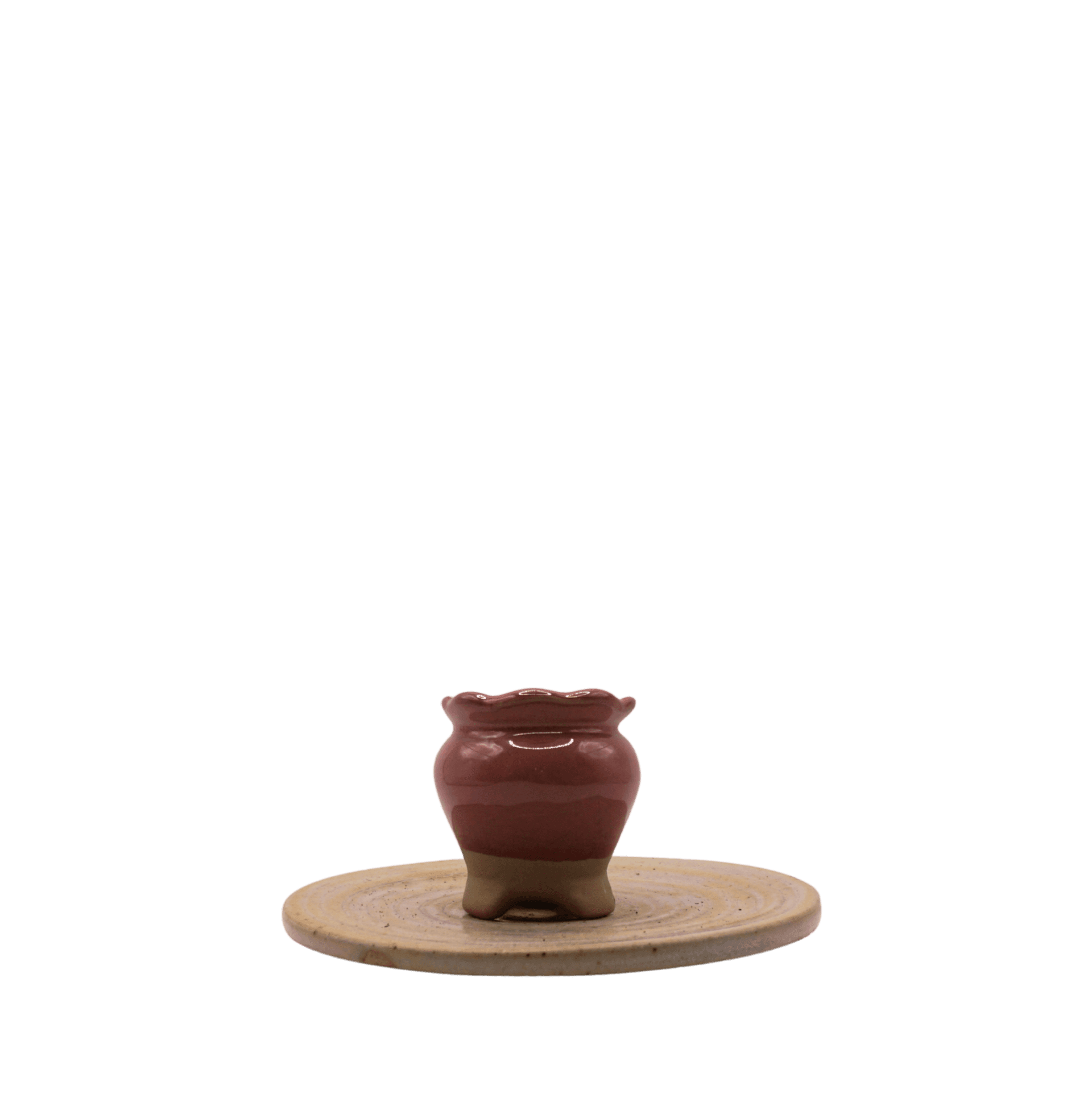 Maroon Glazed Thumb Planter - XS