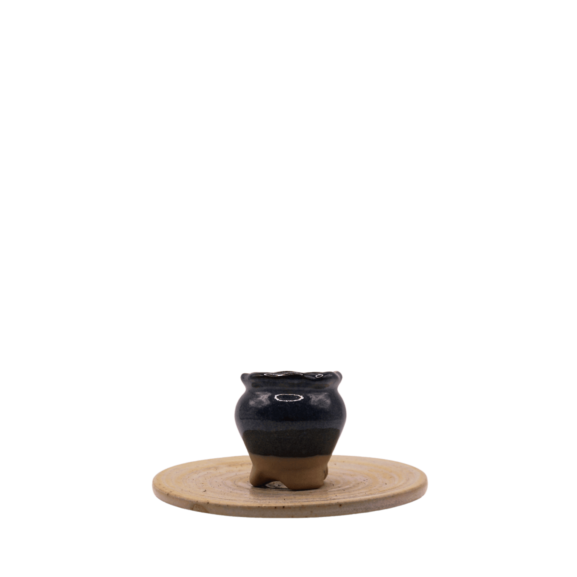 Navy Glazed Thumb Planter – XS